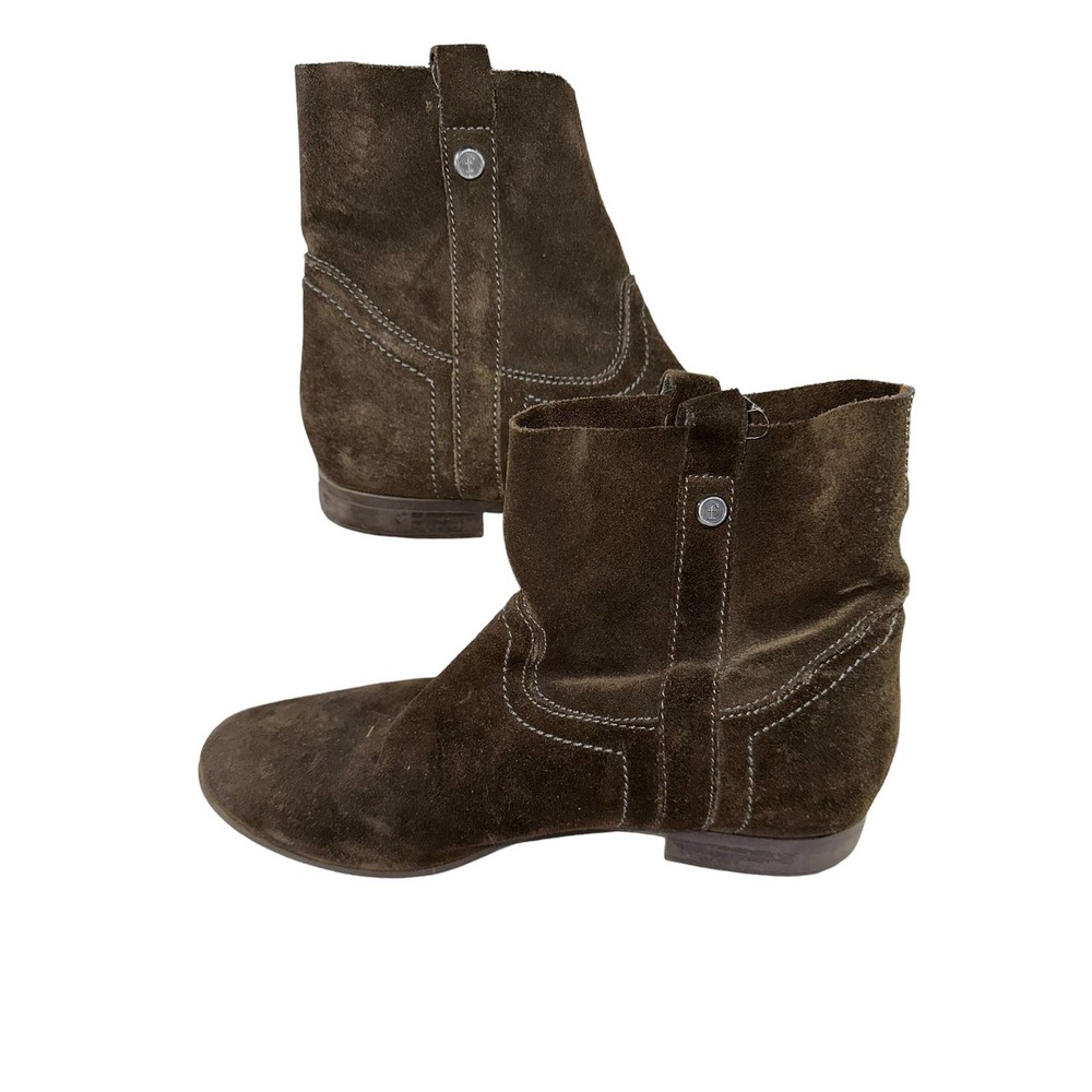 Frye and Co. Sarah Shortie Suede Booties 9.5M Military Brown